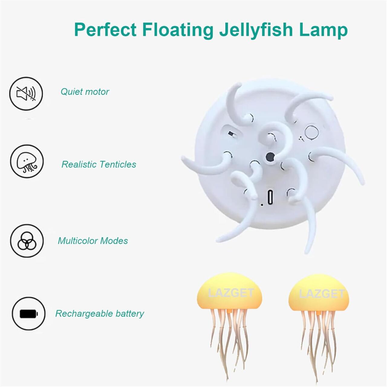 Lámpara Flotante de Medusa LED Recargable – Decoración Efecto Acuático