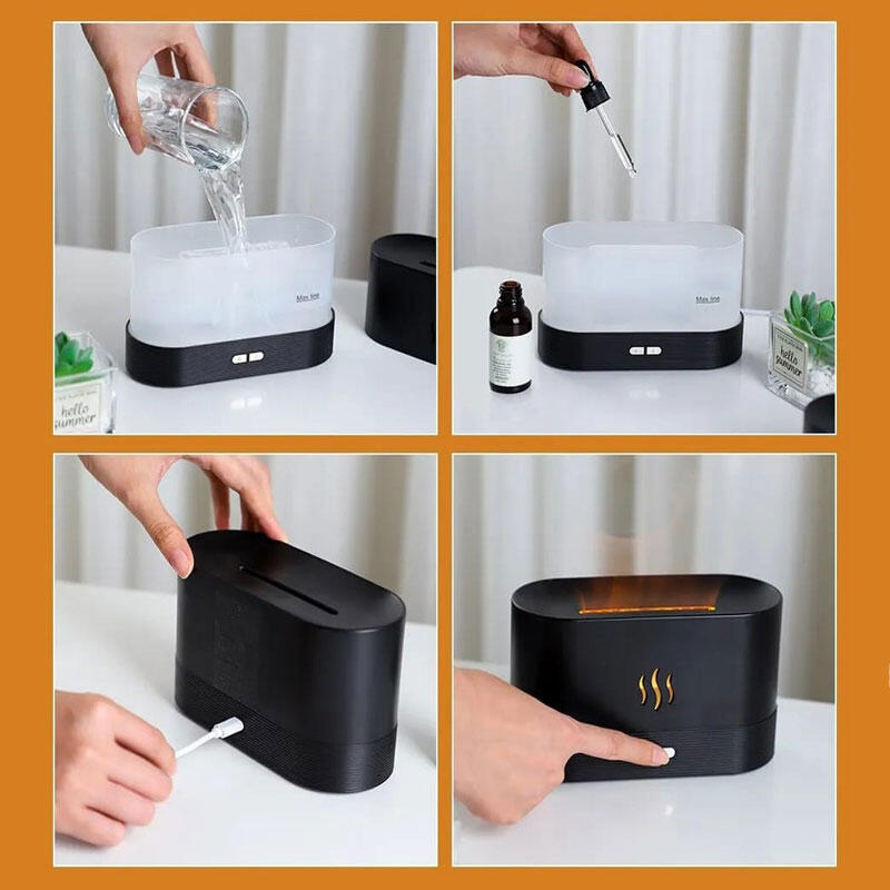 Difusor de Aroma con Efecto Llama – 180 ml | Aromaterapia y Luz RGB