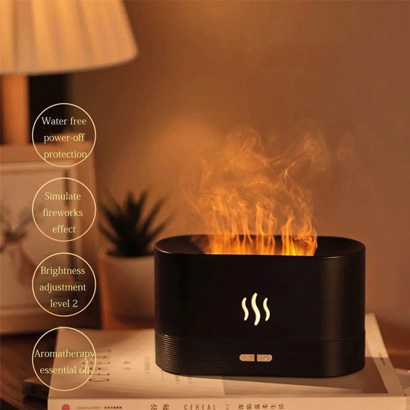 Difusor de Aroma con Efecto Llama – 180 ml | Aromaterapia y Luz RGB