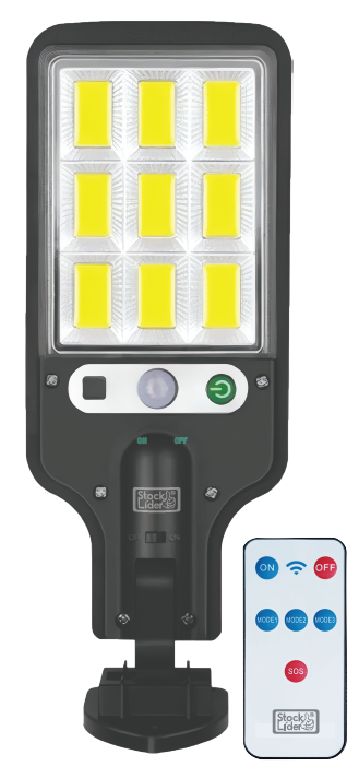 Farola Solar 108 LED COB con Sensor – IP65, 3 modos y control remoto
