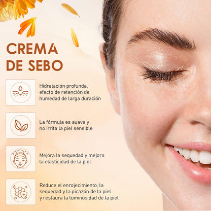Crema de sebo de res / Hidratación Natural Profunda y Restauradora
