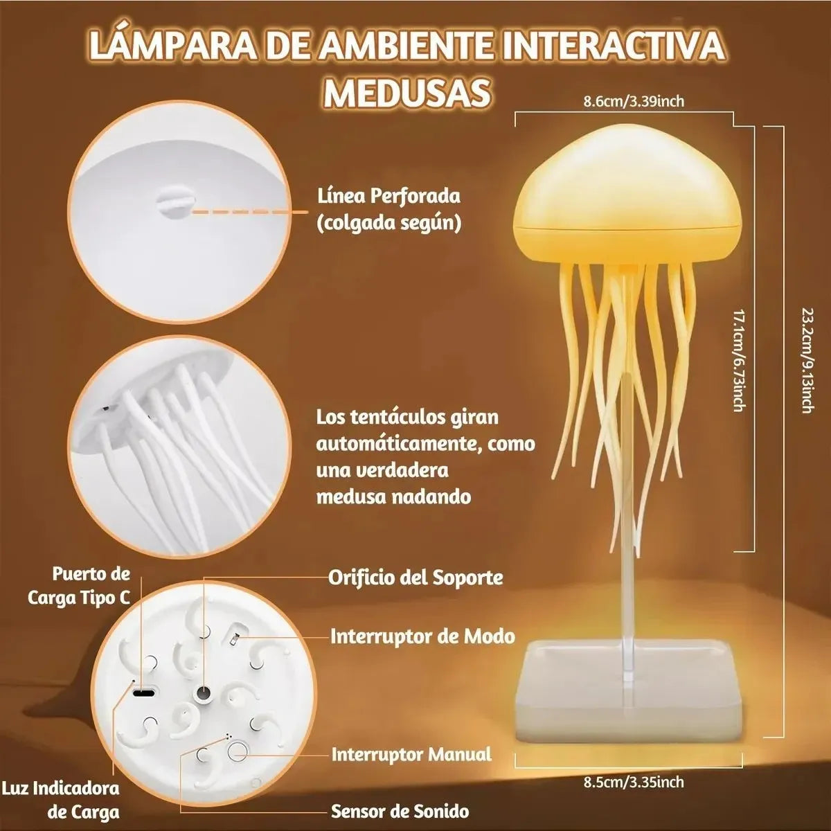 Lámpara Flotante de Medusa LED – Decoración Efecto Acuático