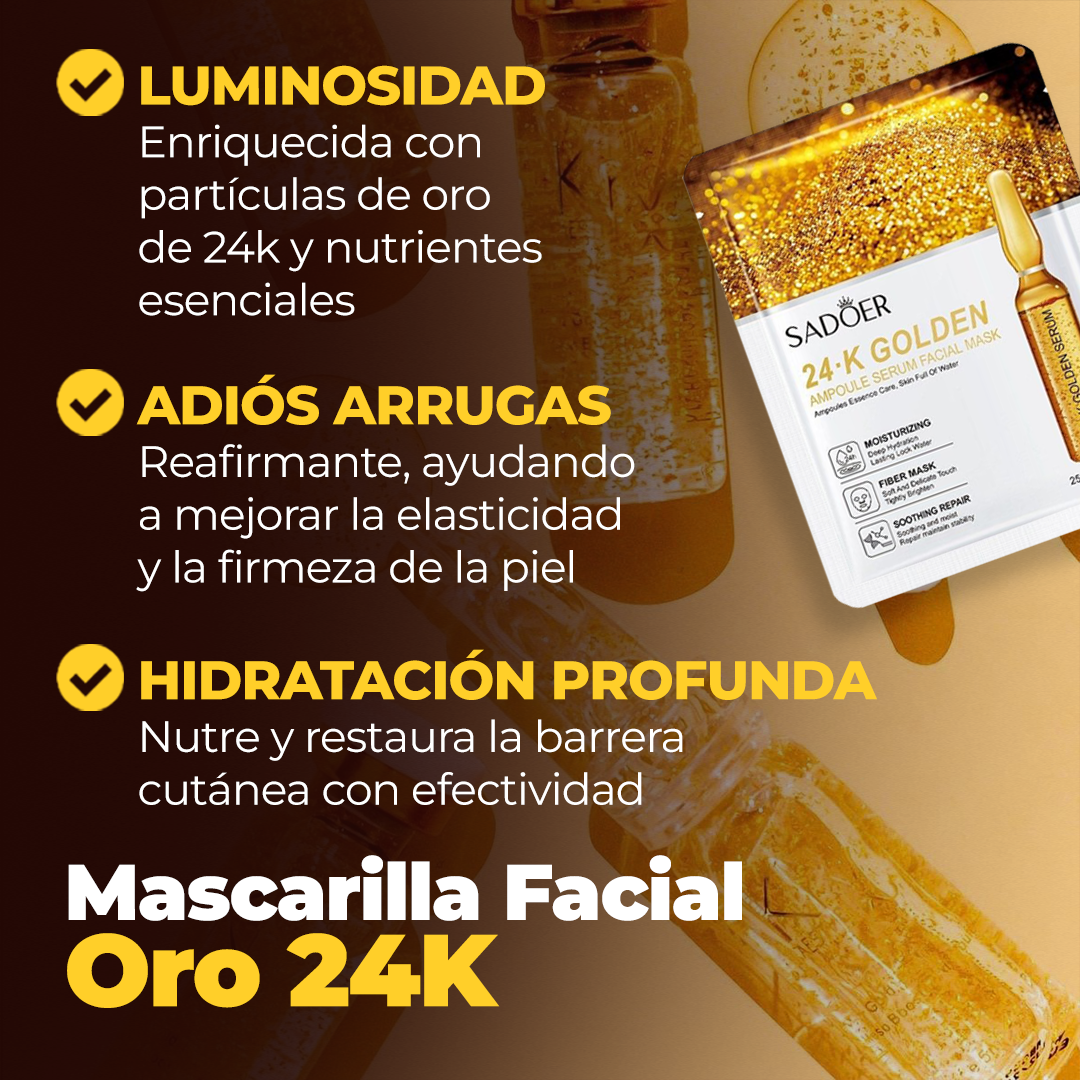 Mascarilla Facial de Oro 24K ( 3 UNIDADES )