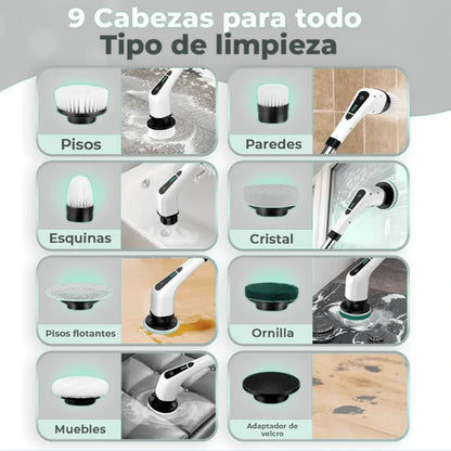 Cepillo Eléctrico de Limpieza Inalámbrico 9 en 1 (Baño, cocina, coche)