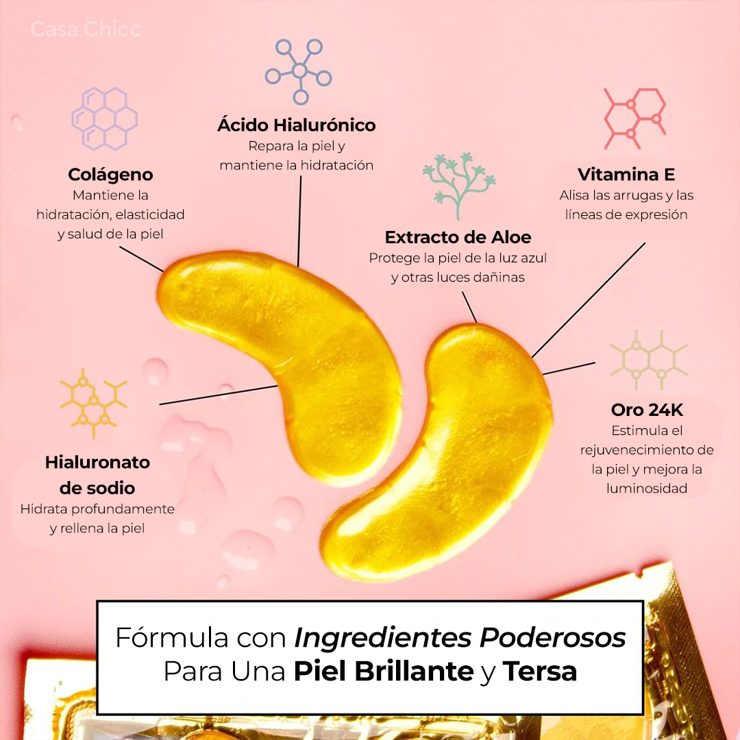 Parches de Oro 24K para Ojos: Hidratación y Rejuvenecimiento Instantáneo
