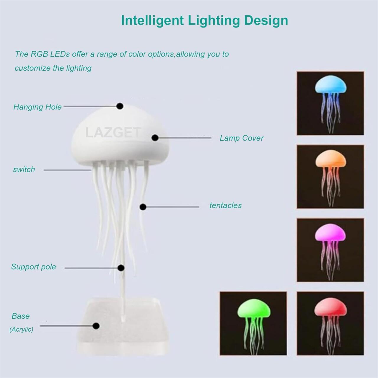 Lámpara Flotante de Medusa LED Recargable – Decoración Efecto Acuático
