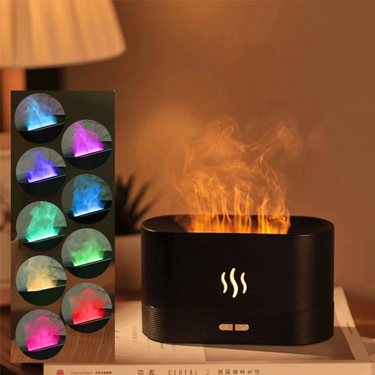 Difusor de Aroma con Efecto Llama – 180 ml | Aromaterapia y Luz RGB